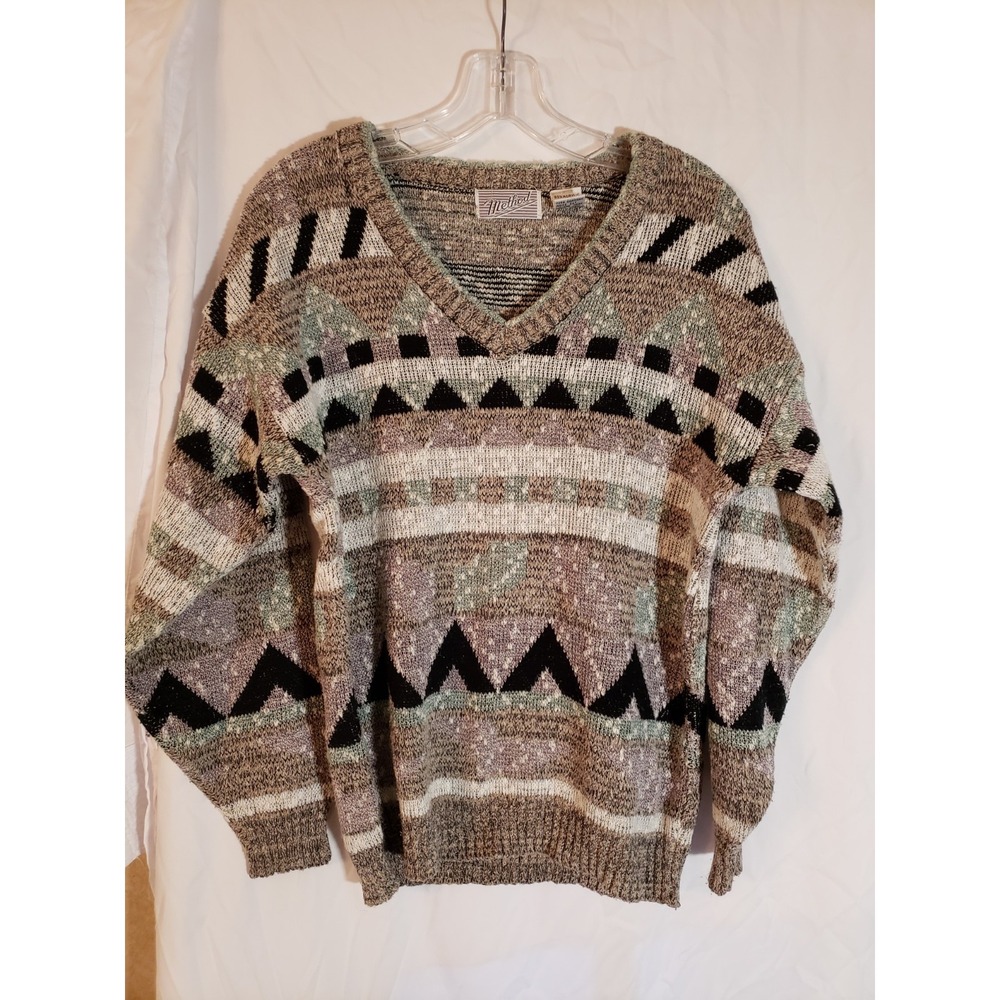 Women's Method V Neck Multicolor Sweater Size M